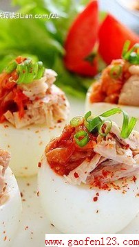 韩国料理:韩式金枪鱼镶蛋盅 www.gaofen123.com